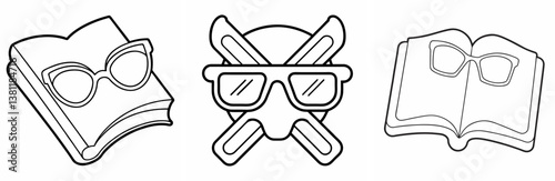 X-Ray Specs Outline Coloring Page Line Art Drawing Set