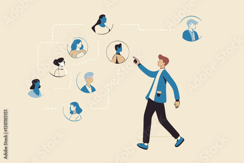 Reorganization or reorg to adjust, allocate resources, change team structure for efficiency, restructure organization, department and job roles concept, businessman ceo reorganize employee role chart.