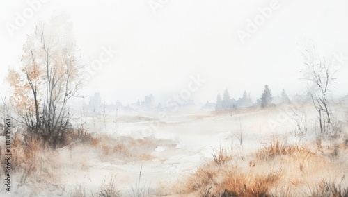 Wallpaper Mural Foggy Autumnal Meadow Landscape Torontodigital.ca