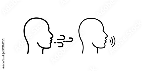 man blowing icon set, smoking , thin line symbol isolated on white background, editable stroke eps 10 vector illustration	