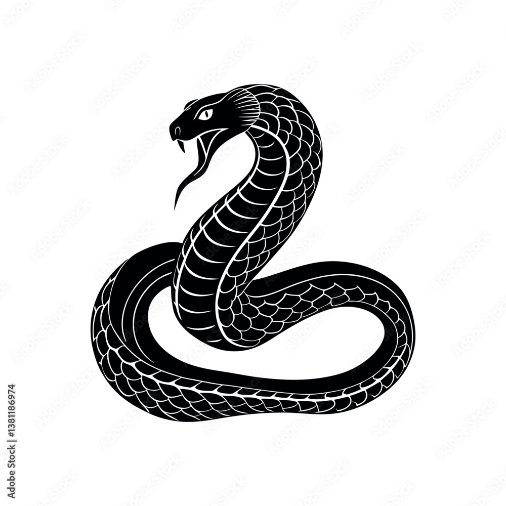 Fototapeta premium Black snake vector illustration