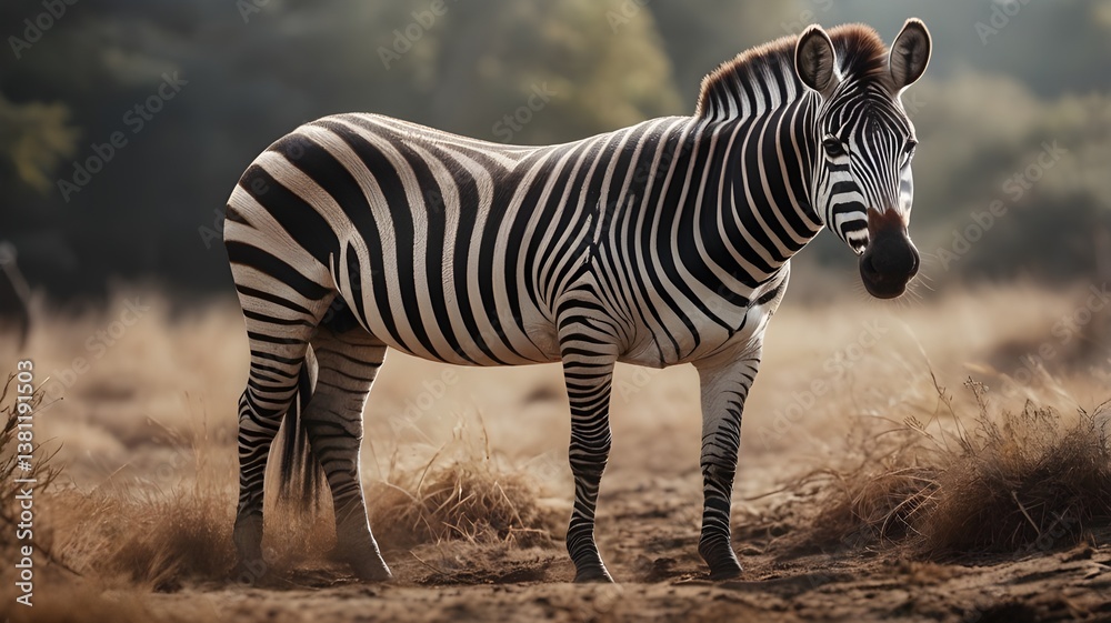 Obraz premium AI GENERATE, A zebra with the nature life background