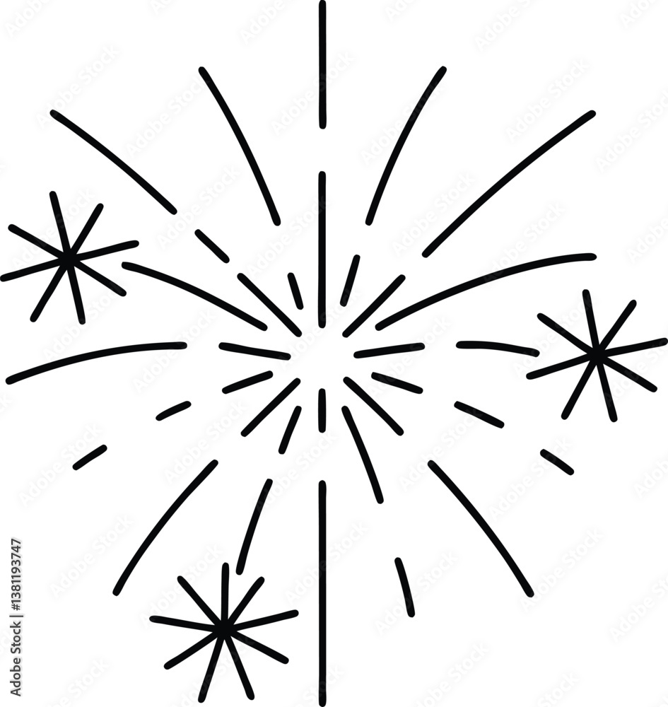 Fototapeta premium Fireworks exploding in the sky silhouette illustration