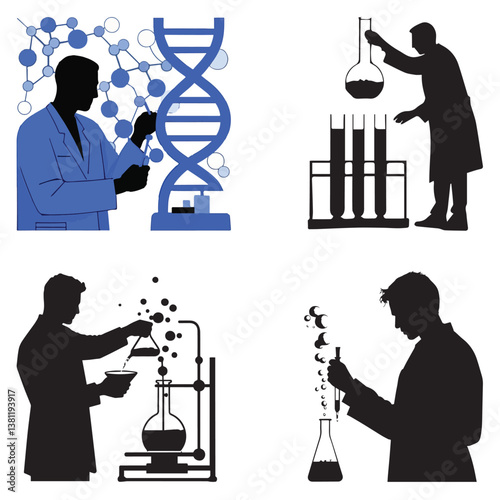 Silhouette of lab experiment