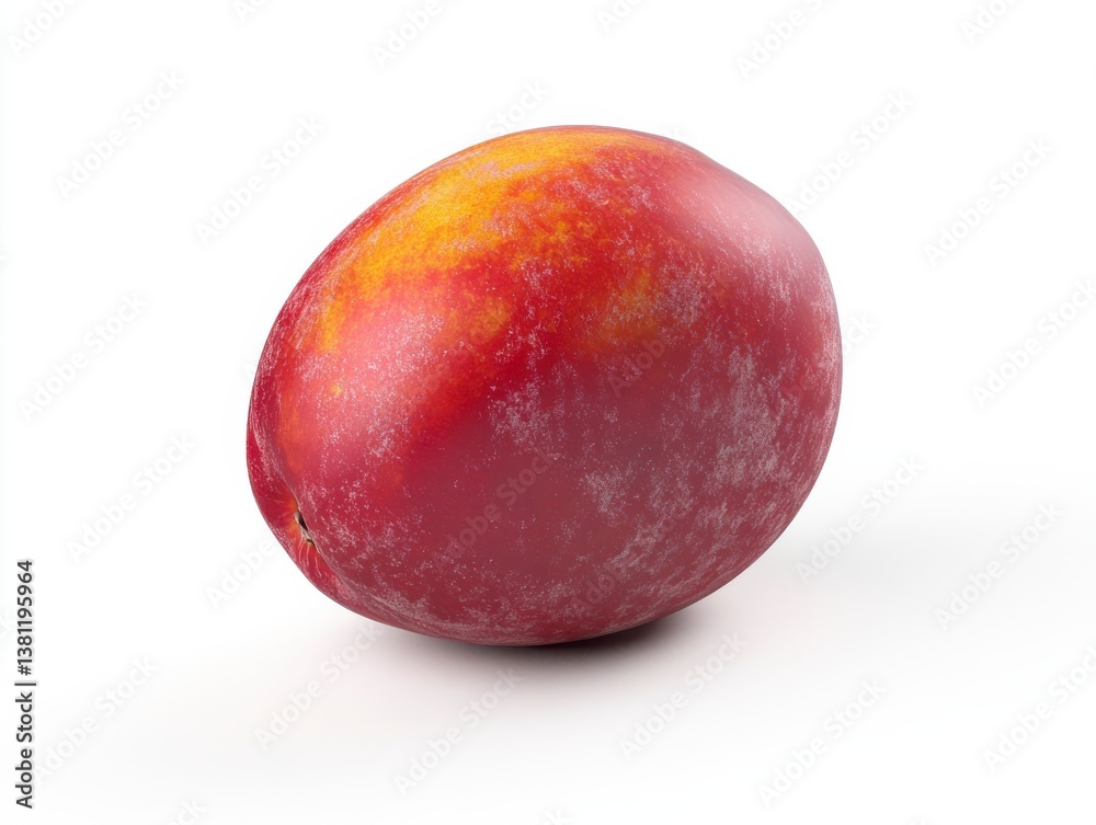 Ripe Red Plum on White Background Ripe Red Plum on White Background
