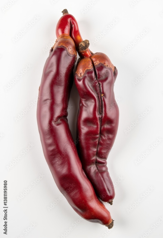 A couple of red peppers sitting on top of each other