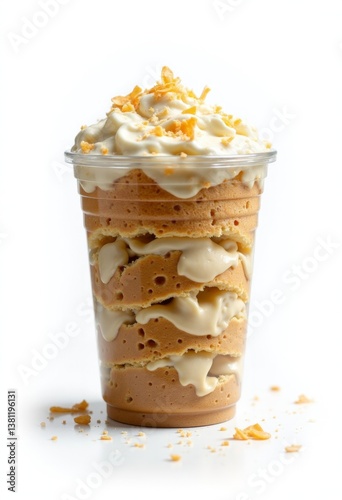 Obraz na płótnie A dessert in a plastic cup with whipped cream on top w salonie