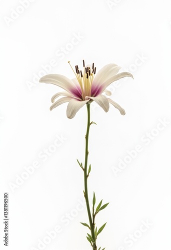 Obraz na płótnie A single white flower with a pink center on a stem w salonie