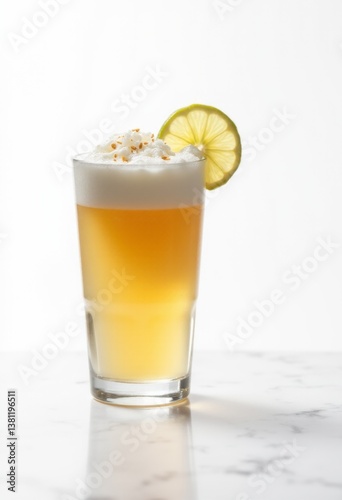 Obraz na płótnie A tall glass filled with a drink and a slice of lemon w salonie