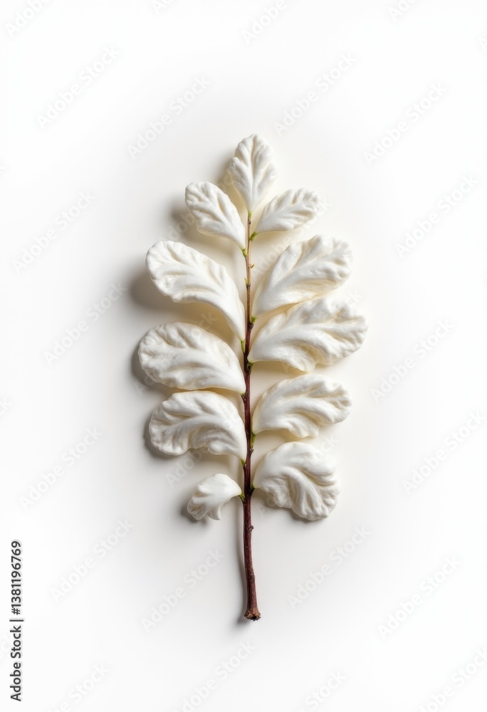 A single white flower on a white surface