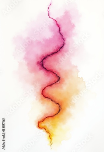 Obraz na płótnie A watercolor painting of a stream of water on a white background w salonie