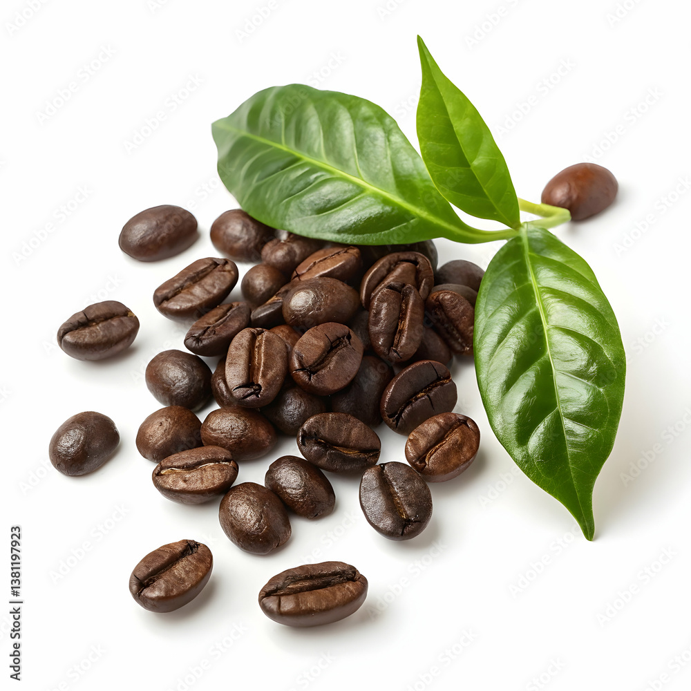 Obraz premium Coffee beans isolated on a white background