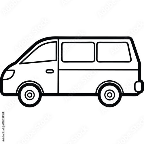 Mini Van Line Art Icon  Sleek & Simple Vector for Web & Print