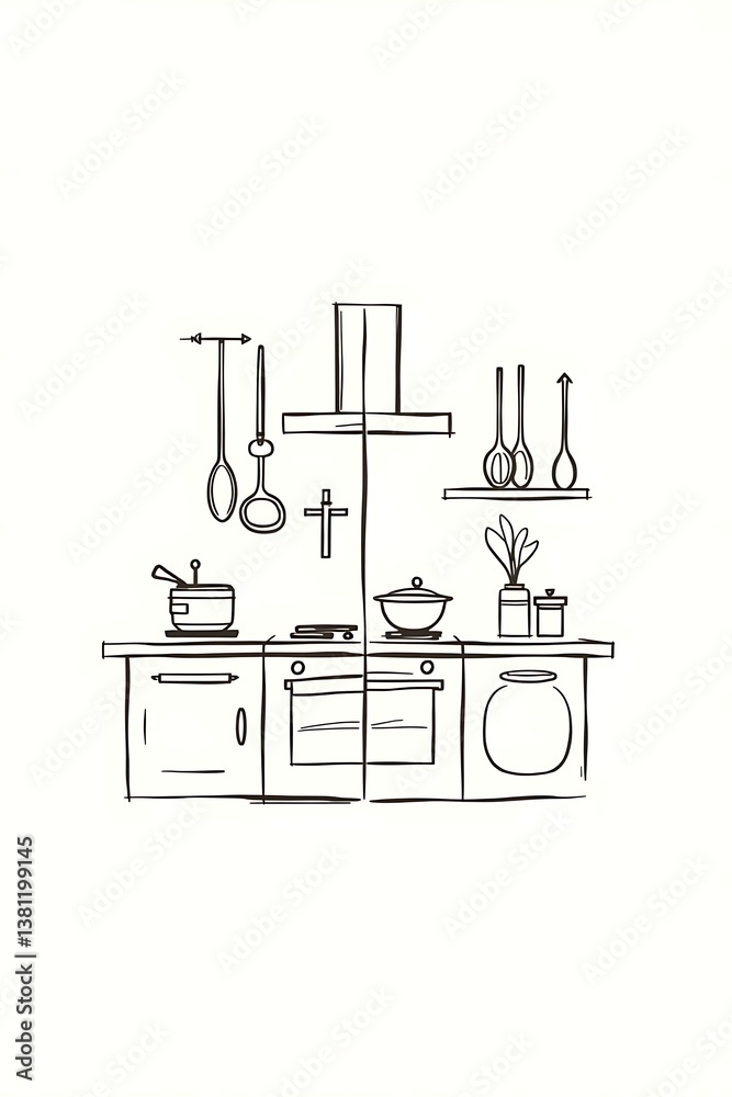 Fototapeta premium Simple Kitchen Sketch (1)