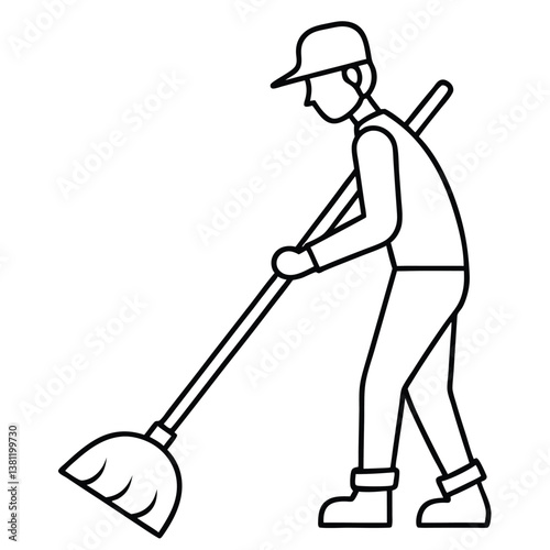 Simple Street Sweeper Line Art Icon  High-Quality Vector for City Branding