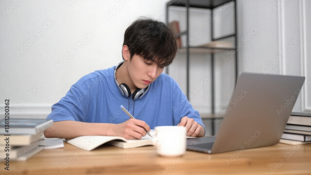 Student at a study desk Student at a study desk