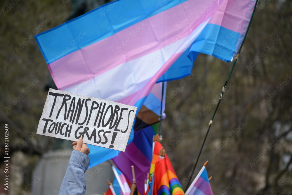 Sign at a Trans Day of Visibility event in New York City.