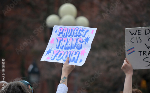 Sign at a Trans Day of Visibility event in New York City.