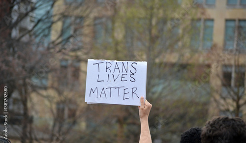 Obraz na płótnie Sign at a Trans Day of Visibility event in New York City. w salonie