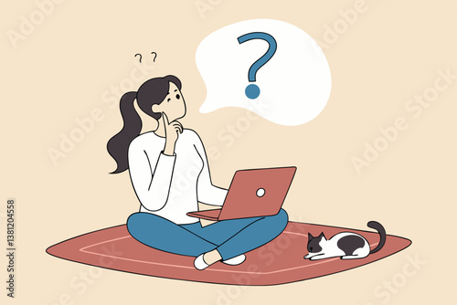 Solve problem, contemplation or relaxation help find solution, focus or calm mindfulness to get answer, understanding or brainstorming concept, businesswoman lotus meditate to solve work problem.