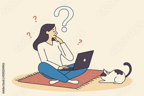 Solve problem, contemplation or relaxation help find solution, focus or calm mindfulness to get answer, understanding or brainstorming concept, businesswoman lotus meditate to solve work problem.