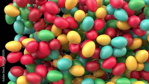 Bright Colored Easter Egg Animated Video Transition from edges in than blow away With Alpha Channel 