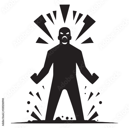 Silhouette of Protesters with picket signs hand-drawn line art style vector illustration.