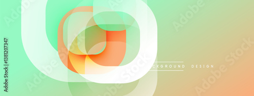 Abstract design. Overlapping circles create vibrant, soft gradients. Light green, orange hues dominate. Modern, minimalist aesthetic. Smooth transitions, clean lines.