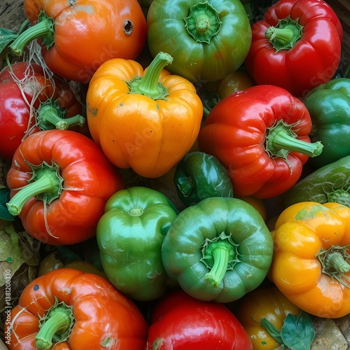 Obraz na płótnie Colorful Bell Peppers in a Basket
* Assorted Bell Peppers with Green Stems
* Red, Orange, and Green Bell Pepper Collection
Highlighting Variety & Freshness:
* Freshly Harvested Colorful Bell Pepper w salonie
