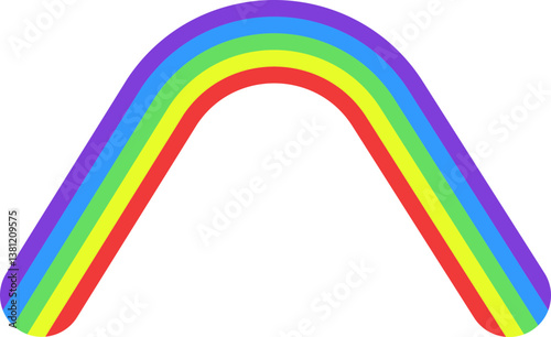 Rainbow colored curved line changing direction.