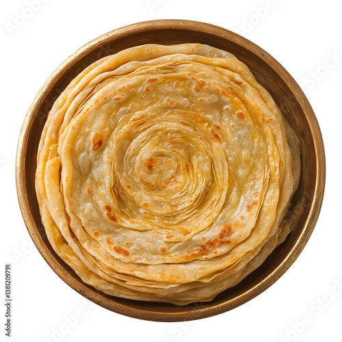 A Flaky Golden-Brown Lachha Paratha with Layers photo