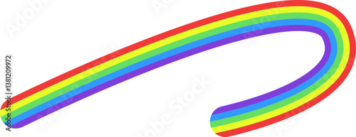 Rainbow colored curved line that changes direction.