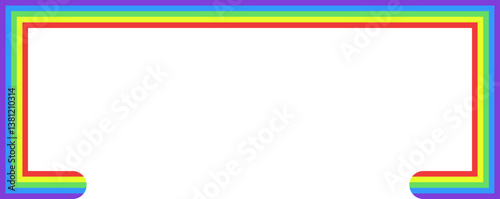 Rainbow colored line in the shape of a geometric rectangle with one open side.