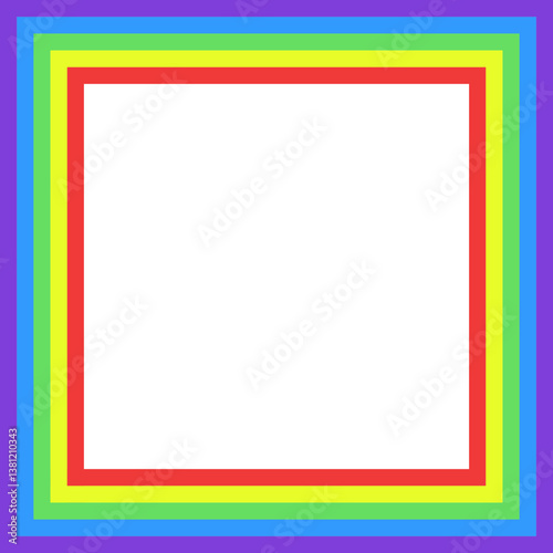 Rainbow colored line in the shape of a geometric square.