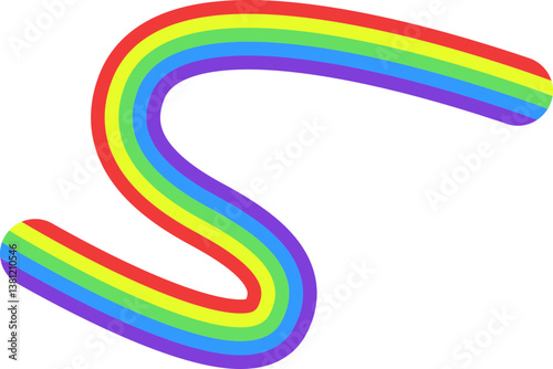 Rainbow colored line in the shape of an S.