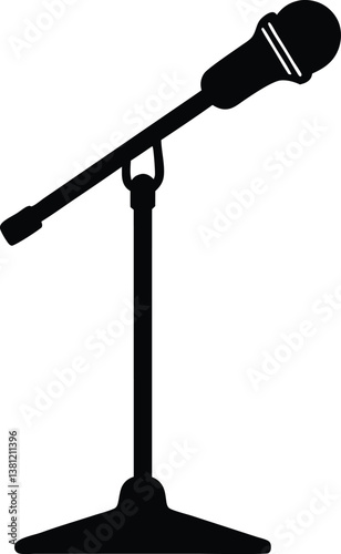 Microphone Stand silhouette vector,Microphone clip art