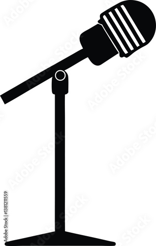 Microphone Stand silhouette vector,Microphone clip art