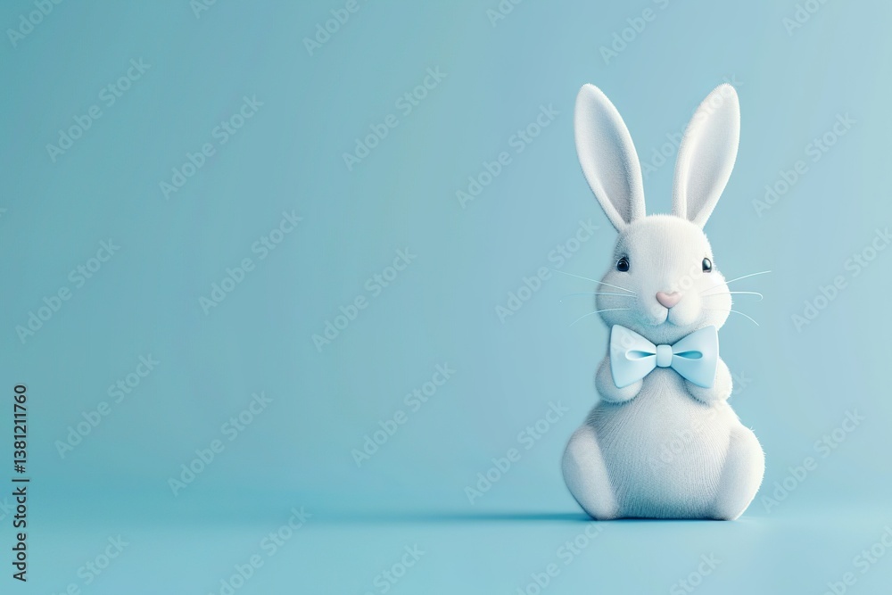 Bunny Sitting on Blue with Long Ears Up Bunny Sitting on Blue with Long Ears Up