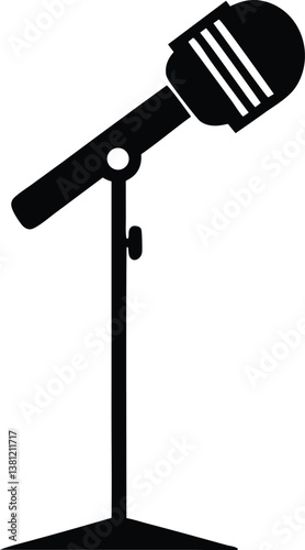 Microphone Stand silhouette vector,Microphone clip art