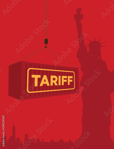 Tariff and USA Economy concept - Flag of the United States of America background. Tariff USA trade war with the others countries.