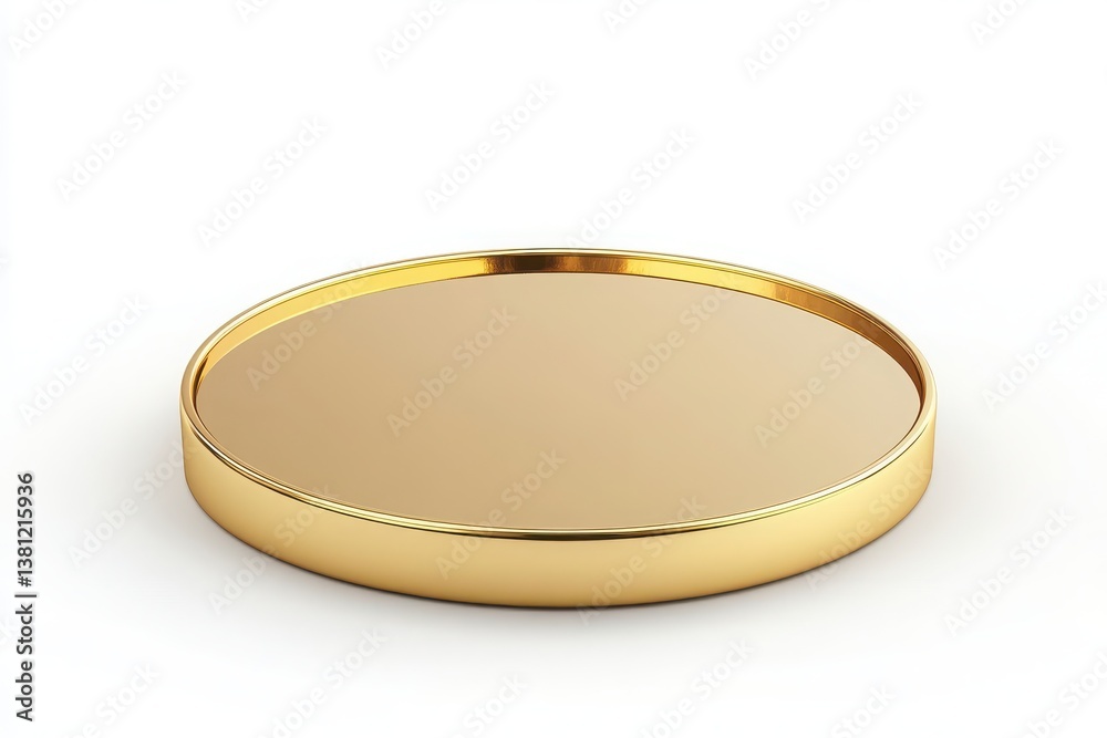 Isolated, gleaming golden round pedestal stand for product display. Isolated, gleaming golden round pedestal stand for product display.