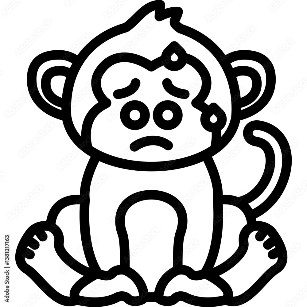 Fototapeta premium Anxious With Sweat Monkey Icon