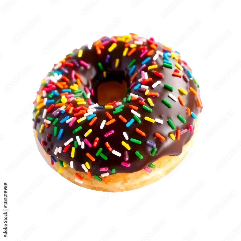 Chocolate donut with colorful sprinkles Chocolate donut with colorful sprinkles