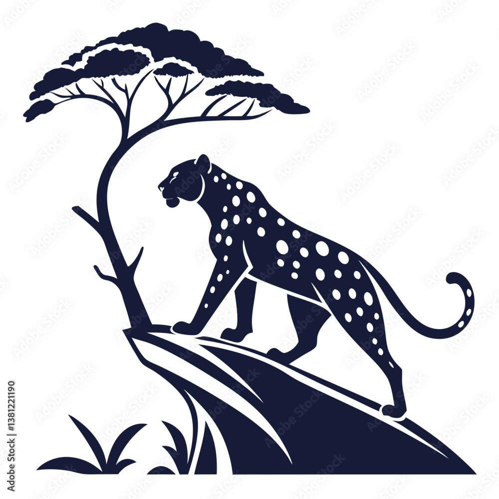 Obraz premium leopard silhouette icon vector