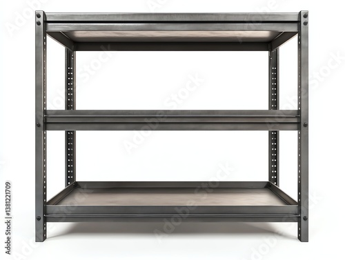 Obraz na płótnie Metal Shelving Unit with Three Levels on White Background for Storage w salonie