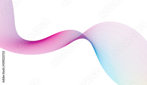 Abstract gradient pink glowing colorful line waves illustration design. pink ribbon on white background
