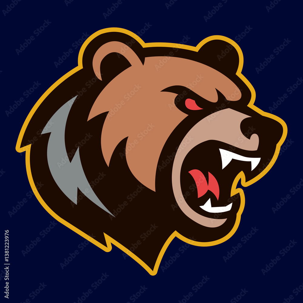 Fototapeta premium Bear Head Vector Sports Mascot Logo – Powerful Bear Team Emblem for Esports & Athletic Branding