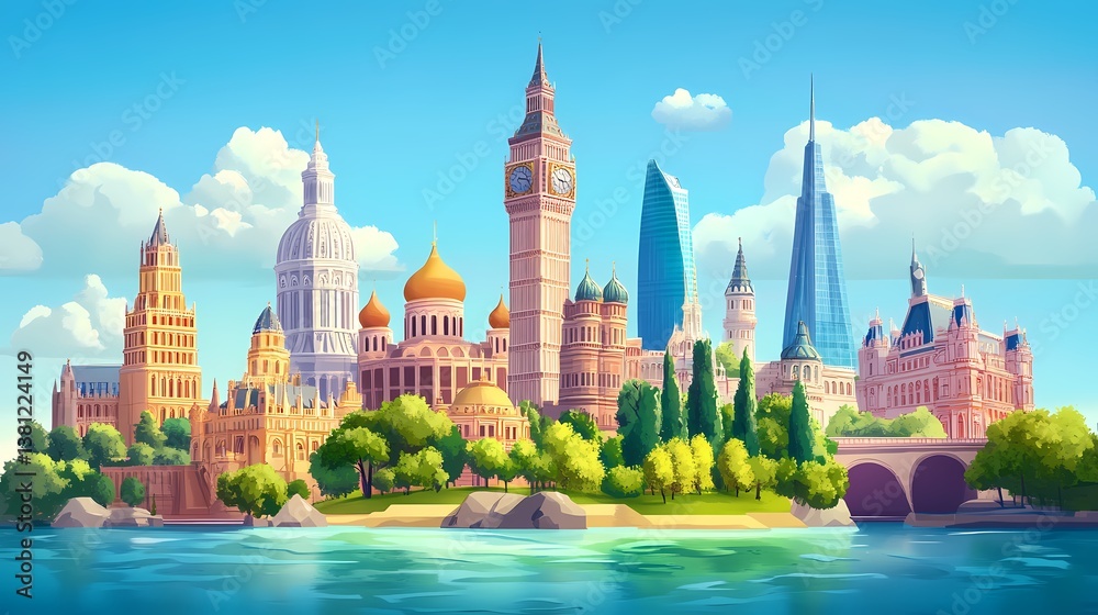 Obraz premium European Cityscape Panorama
