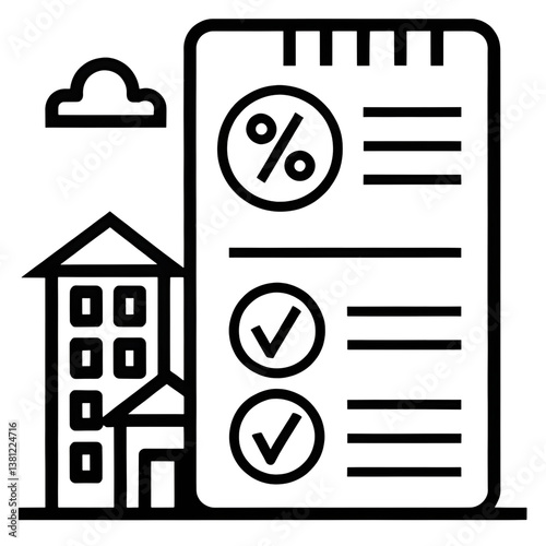 Financial tax illustration with a silhouette design. Includes calculator, finance symbol, business icon, payment document, money concept, accounting details, payday, taxation process, income form
