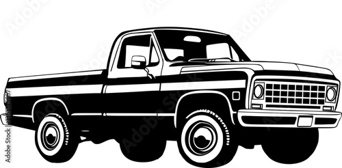 old pick up truck vector illustration